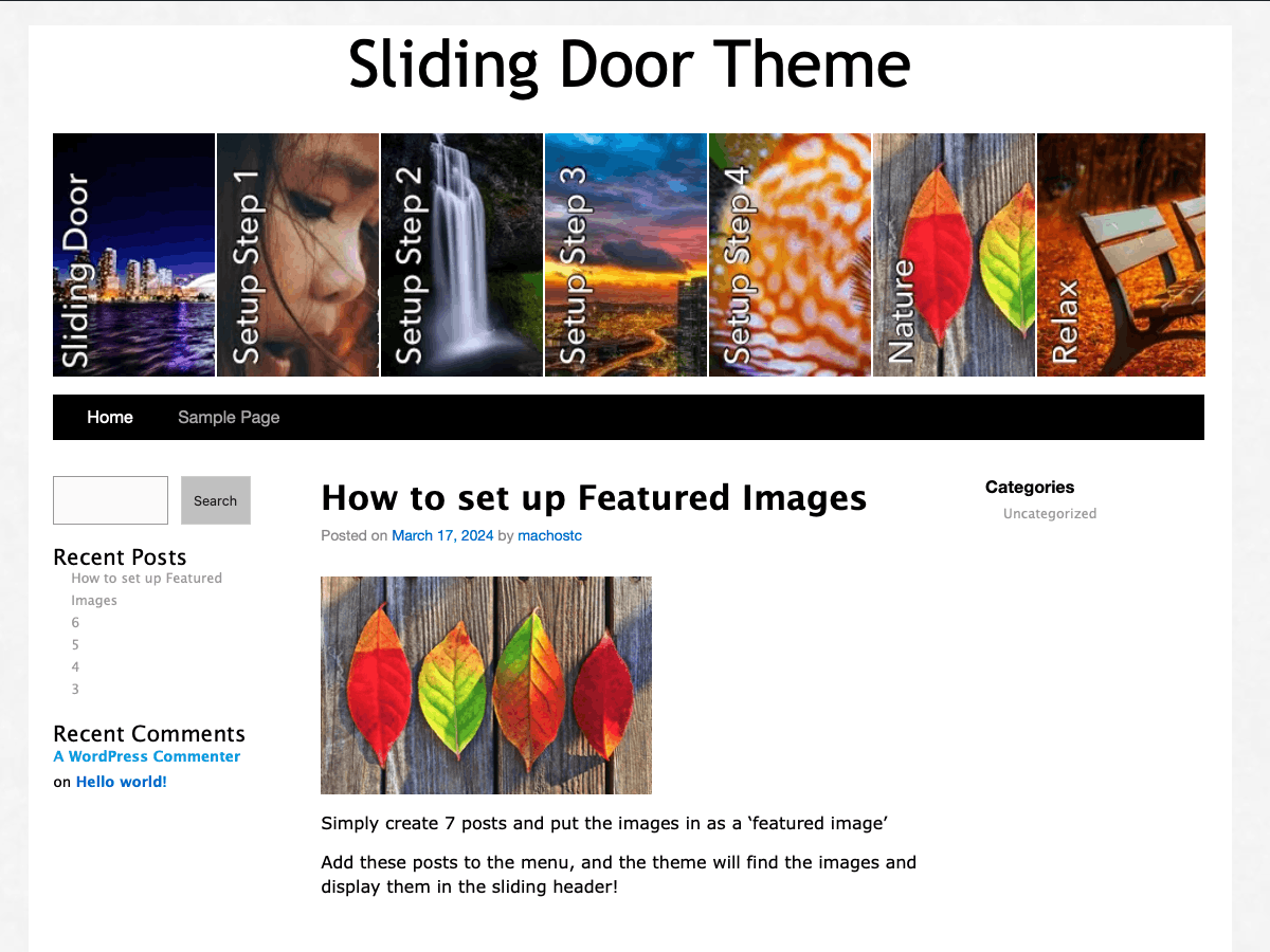 Wordpress theme Sliding Door