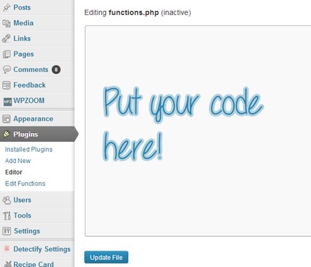 Añade código a functions.php mediante un plugin